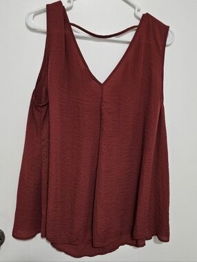 a.n.a Sleeveless V-Neck Top Deep Burgundy Size XXL